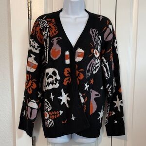 Black Cardigan with Halloween Print